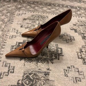 Pura Lopez Tan Leather Heels